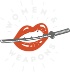 Women and Weapons Logo.  Lips and Sword. NFT Brand.